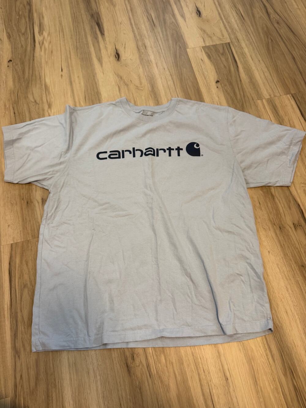 Carhartt Loose Fit Men's T-Shirt Light Blue With Navy Logo Size XL TK0195-M